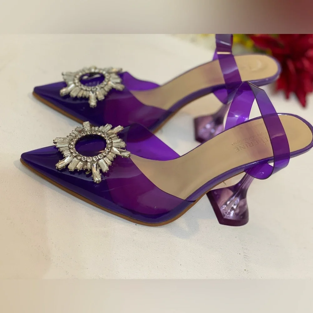 CATHERINE, Catherine Malandrino, Classic purple crystal woman elegant size 6.5 - Picture 4 of 9